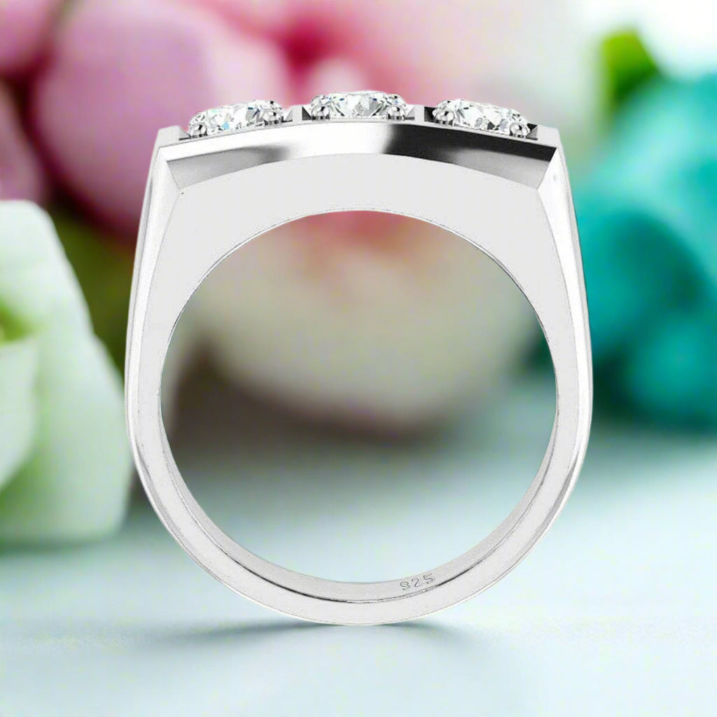 0.3 Ct Three Stones Diamond Men's Wedding Ring-Evani Naomi Jewelry