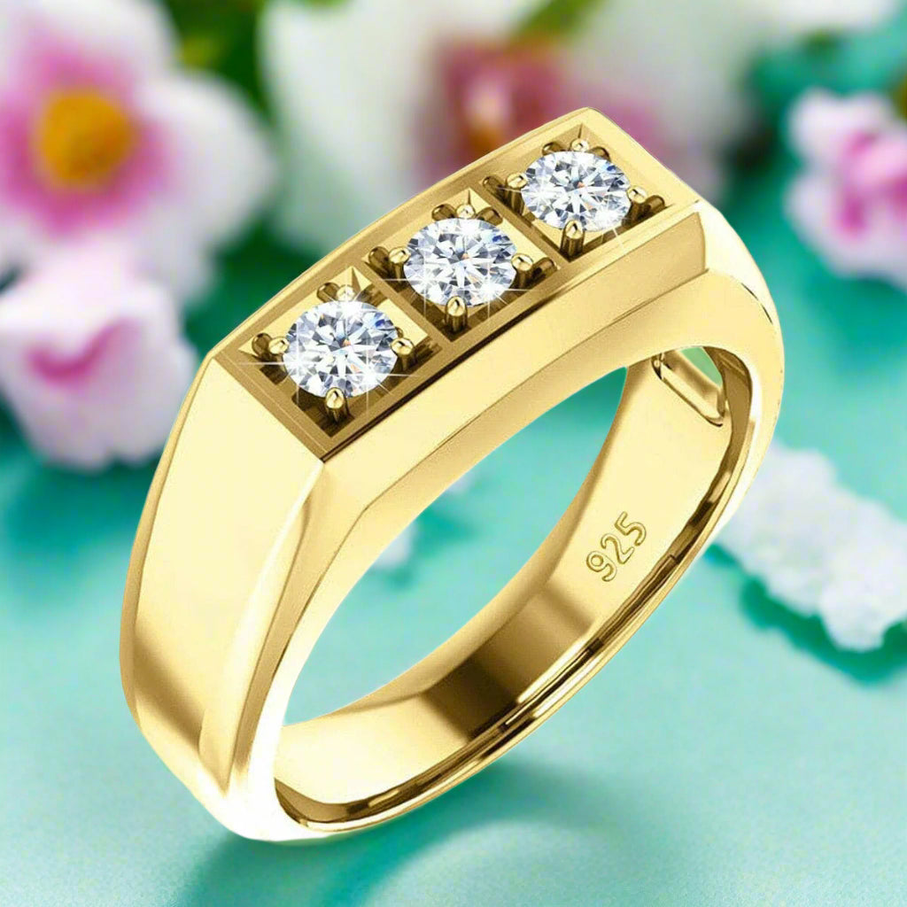 0.3 Ct Three Stones Diamond Men's Wedding Ring-Evani Naomi Jewelry