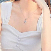 0.5 Ct Round Diamond Pendant Necklace with Snowflake-Evani Naomi Jewelry