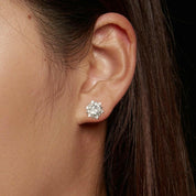 0.5 Ct Round Diamond Stud Earrings with Snowflake-Evani Naomi Jewelry