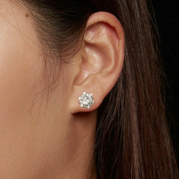 0.5 Ct Round Diamond Stud Earrings with Snowflake-Evani Naomi Jewelry