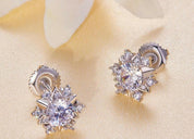 0.5 Ct Round Diamond Stud Earrings with Snowflake-Evani Naomi Jewelry