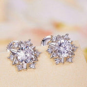 0.5 Ct Round Diamond Stud Earrings with Snowflake-Evani Naomi Jewelry