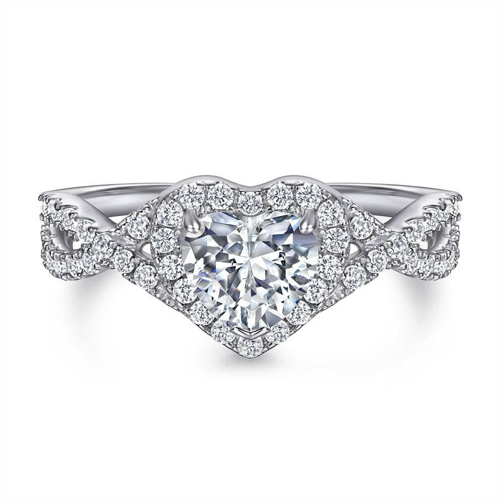 0.8 Ct Heart Diamond Halo Engagement Ring-Evani Naomi Jewelry
