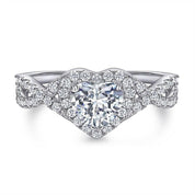 0.8 Ct Heart Diamond Halo Engagement Ring-Evani Naomi Jewelry