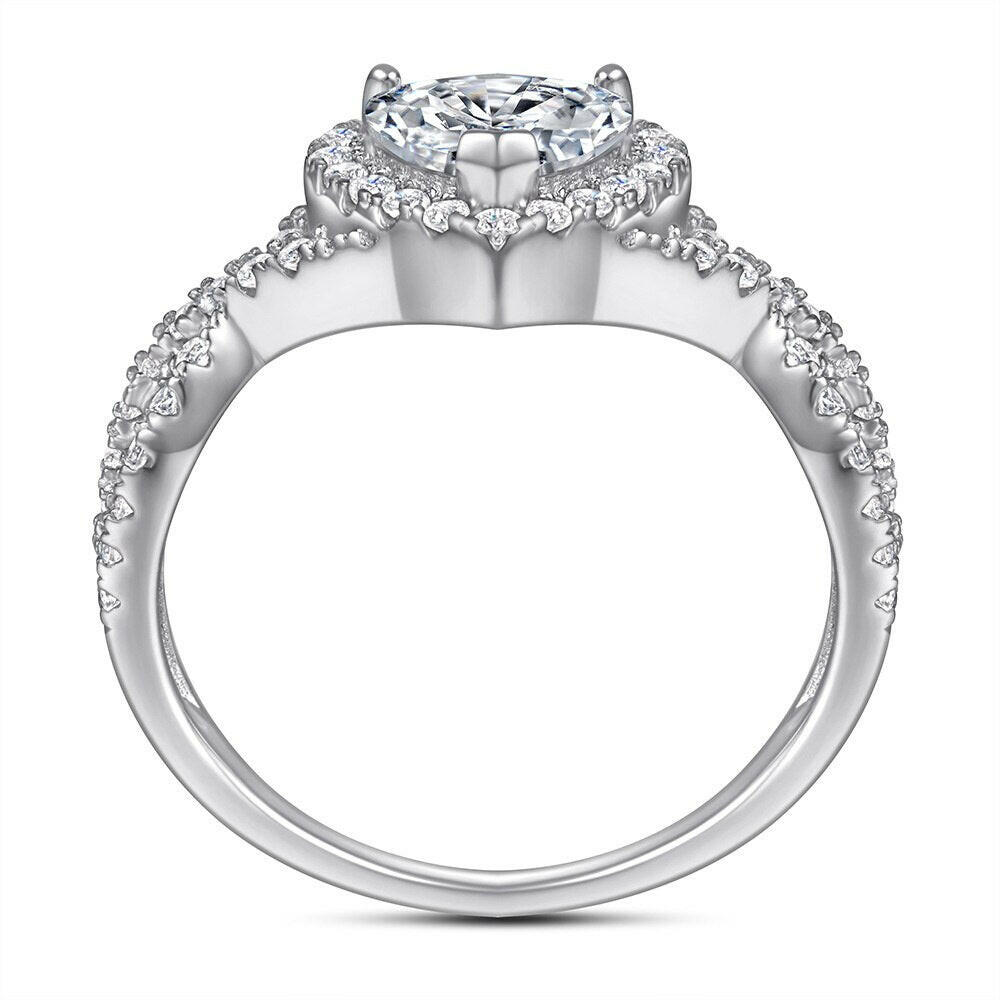 0.8 Ct Heart Diamond Halo Engagement Ring-Evani Naomi Jewelry