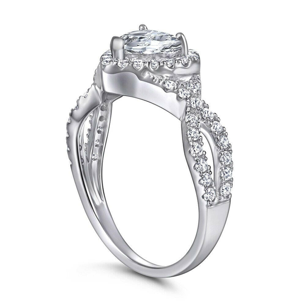 0.8 Ct Heart Diamond Halo Engagement Ring-Evani Naomi Jewelry