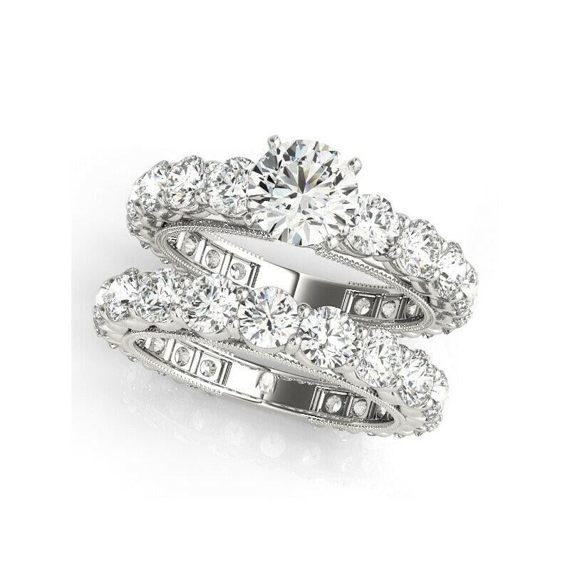 0.8 Ct Round Diamond Engagement Ring Set-Evani Naomi Jewelry