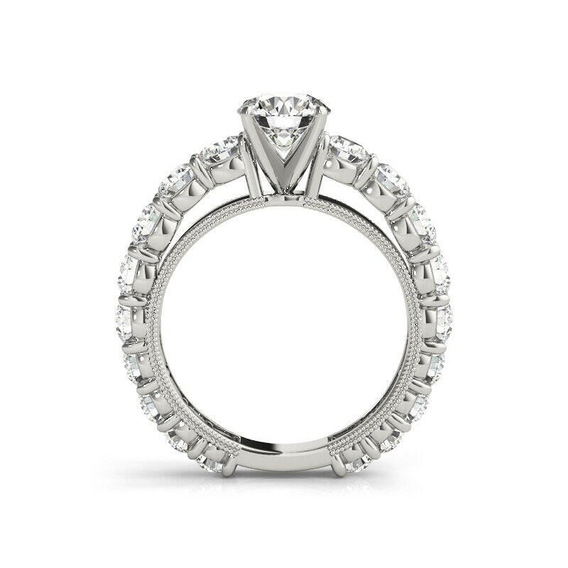 0.8 Ct Round Diamond Engagement Ring Set-Evani Naomi Jewelry