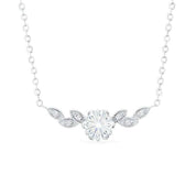 14K Gold 1.0 Ct Diamond Floral Leaf Necklace-Evani Naomi Jewelry