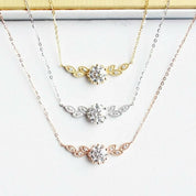 14K Gold 1.0 Ct Diamond Floral Leaf Necklace-Evani Naomi Jewelry