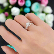 14K Rose Gold 0.5 Ct Round Cut Diamond Flower Engagement Ring Set-Evani Naomi Jewelry