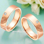 14K Rose Gold Round Moissanite Fingerprint Wedding Band-Evani Naomi Jewelry