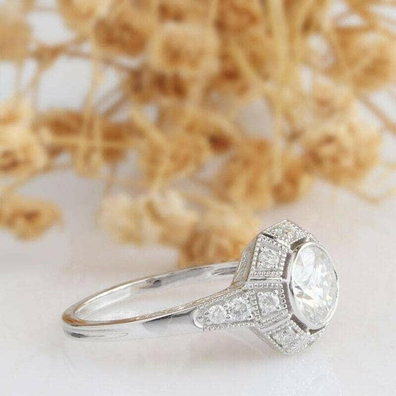 14K White Gold 1.0 Ct Round Diamond Engagement Ring-Evani Naomi Jewelry