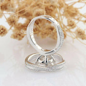 14K White Gold 2.0 Ct Diamond Twist Band Engagement Ring Set-Evani Naomi Jewelry