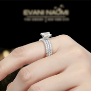 14K White Gold 2.0 Ct Emerald Cut Diamond Bridal Set-Evani Naomi Jewelry