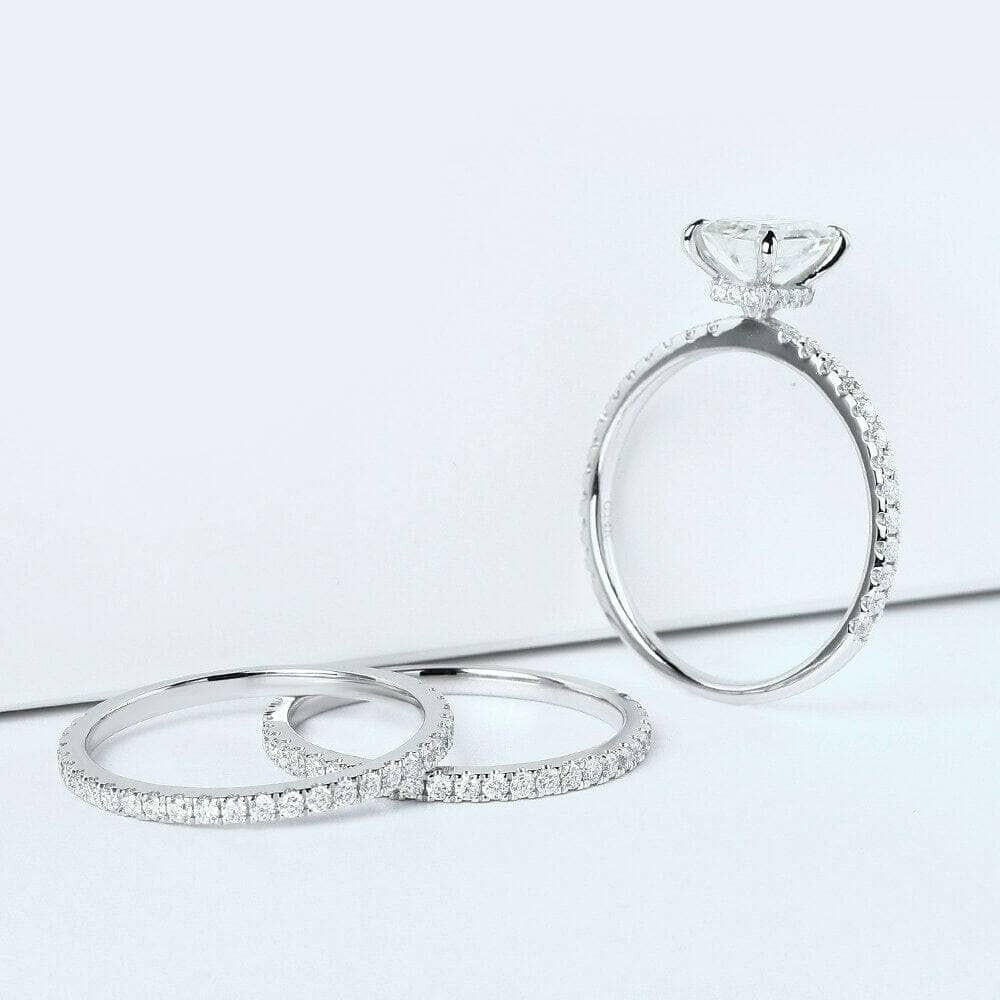 14K White Gold 2.0 Ct Emerald Cut Diamond Bridal Set-Evani Naomi Jewelry