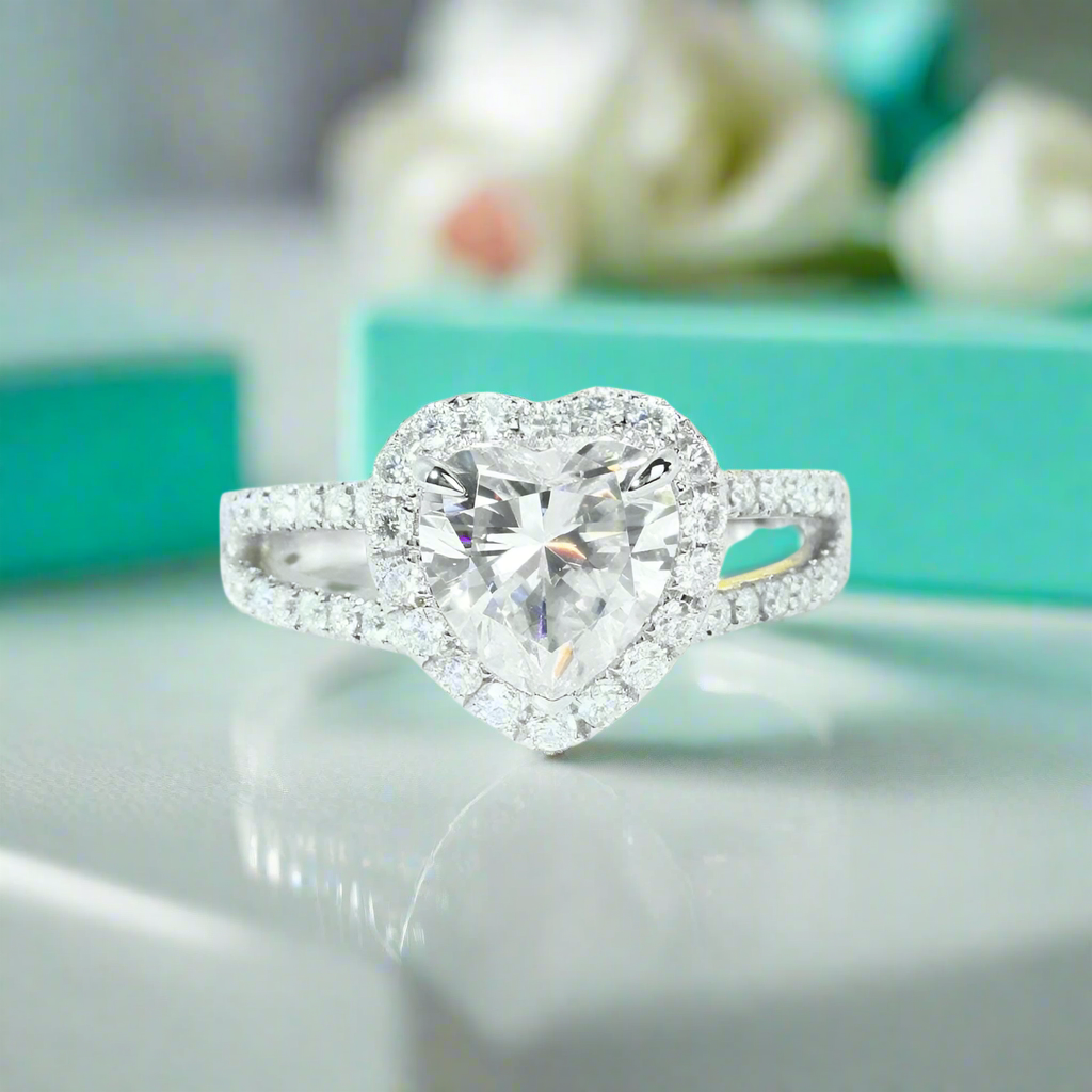 14K White Gold 2.0 Ct Heart Shaped Diamond Engagement Ring-Evani Naomi Jewelry