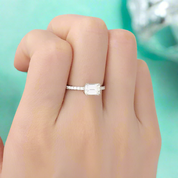 14K White Gold Emerald Cut Diamond Engagement Ring-Evani Naomi Jewelry