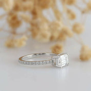14K White Gold Emerald Cut Diamond Engagement Ring-Evani Naomi Jewelry