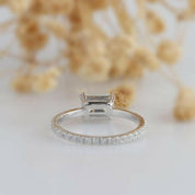 14K White Gold Emerald Cut Diamond Engagement Ring-Evani Naomi Jewelry