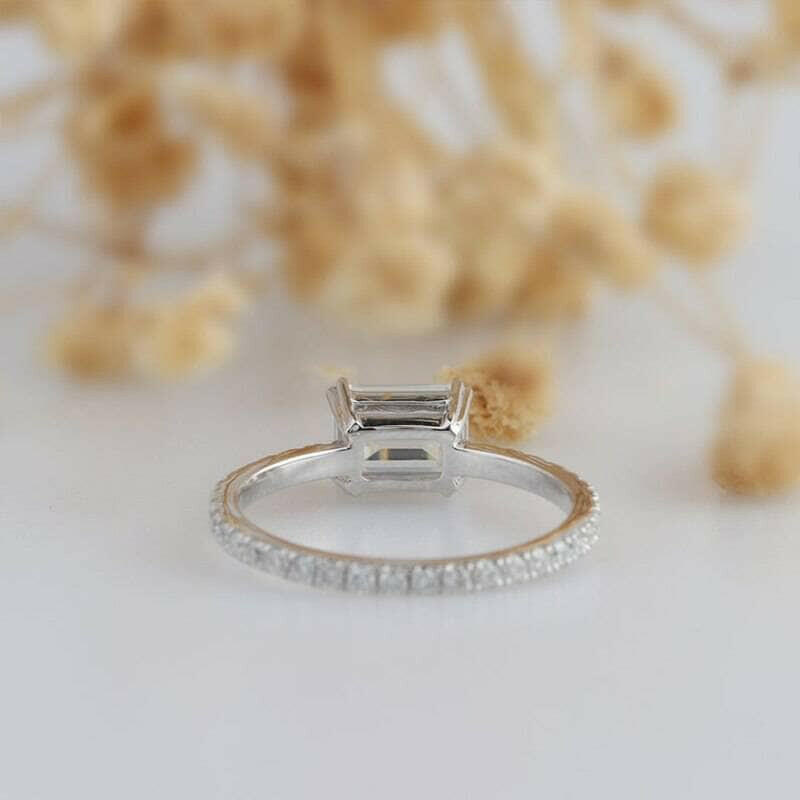 14K White Gold Emerald Cut Diamond Engagement Ring-Evani Naomi Jewelry