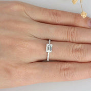 14K White Gold Emerald Cut Diamond Engagement Ring-Evani Naomi Jewelry