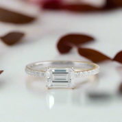 14K White Gold Emerald Cut Diamond Engagement Ring-Evani Naomi Jewelry