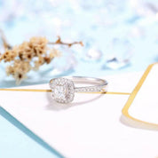 14K White Gold Princess Cut Halo Diamond Engagement Ring-Evani Naomi Jewelry