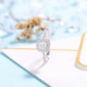14K White Gold Princess Cut Halo Diamond Engagement Ring-Evani Naomi Jewelry