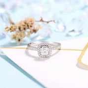 14K White Gold Princess Cut Halo Diamond Engagement Ring-Evani Naomi Jewelry