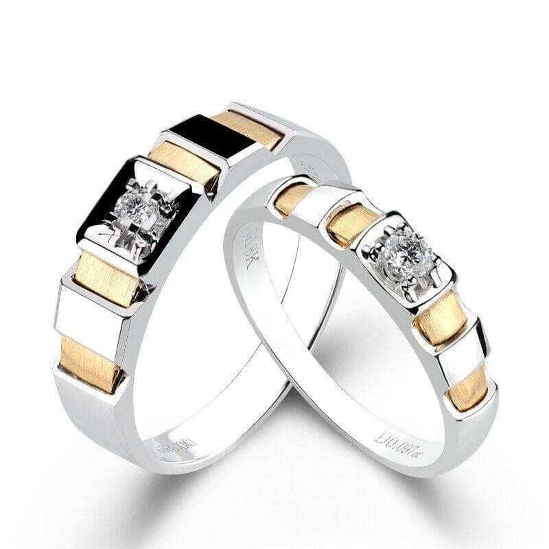 14K White & Yellow Gold Round Cut Diamond Engagement Ring-Evani Naomi Jewelry
