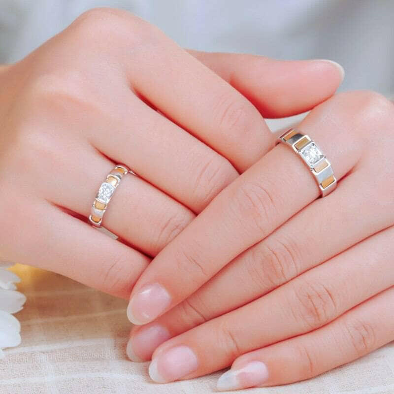 14K White & Yellow Gold Round Cut Diamond Engagement Ring-Evani Naomi Jewelry