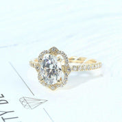 14K Yellow Gold 1.5ct Oval Cut Diamond Engagement Ring-Evani Naomi Jewelry
