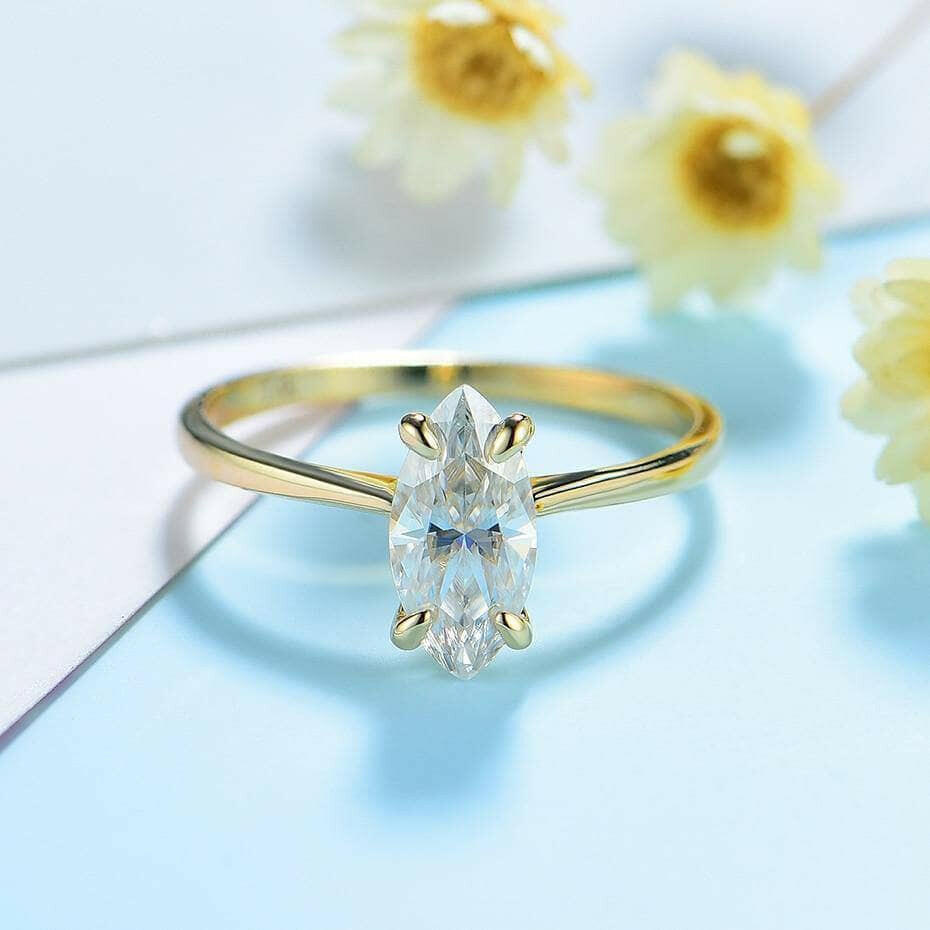 14K Yellow Gold Marquise Cut Engagement Ring-Evani Naomi Jewelry