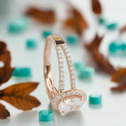 14k Rose Gold 1.0 Ct Oval Cut Halo Engagement Ring-Evani Naomi Jewelry