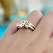 14k Rose Gold 3.1 Cttw Three Stone Diamond Engagement Ring Set-Evani Naomi Jewelry