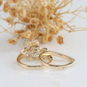 14k Rose Gold 3.1 Cttw Three Stone Diamond Engagement Ring Set-Evani Naomi Jewelry