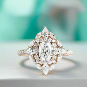 14k Rose Gold Double Halo Oval Cut Engagement Ring-Evani Naomi Jewelry
