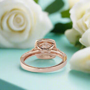 14k Rose Gold Halo Diamond Engagement Ring-Evani Naomi Jewelry