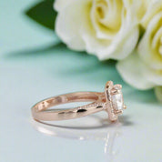 14k Rose Gold Halo Diamond Engagement Ring-Evani Naomi Jewelry