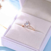 14k Solid Gold Round Cut Diamond Halo Engagement Ring-Evani Naomi Jewelry