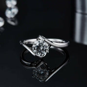 14k White Gold 1.0 Ct Round Cut Diamond Engagement Ring-Evani Naomi Jewelry