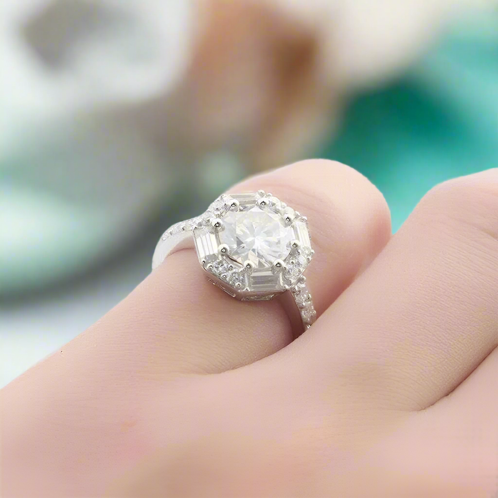 14k White Gold 1.5 Ct Round Diamond Engagement Ring-Evani Naomi Jewelry