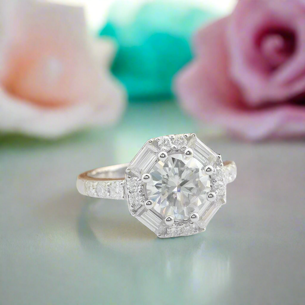 14k White Gold 1.5 Ct Round Diamond Engagement Ring-Evani Naomi Jewelry