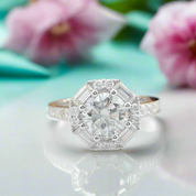 14k White Gold 1.5 Ct Round Diamond Engagement Ring-Evani Naomi Jewelry