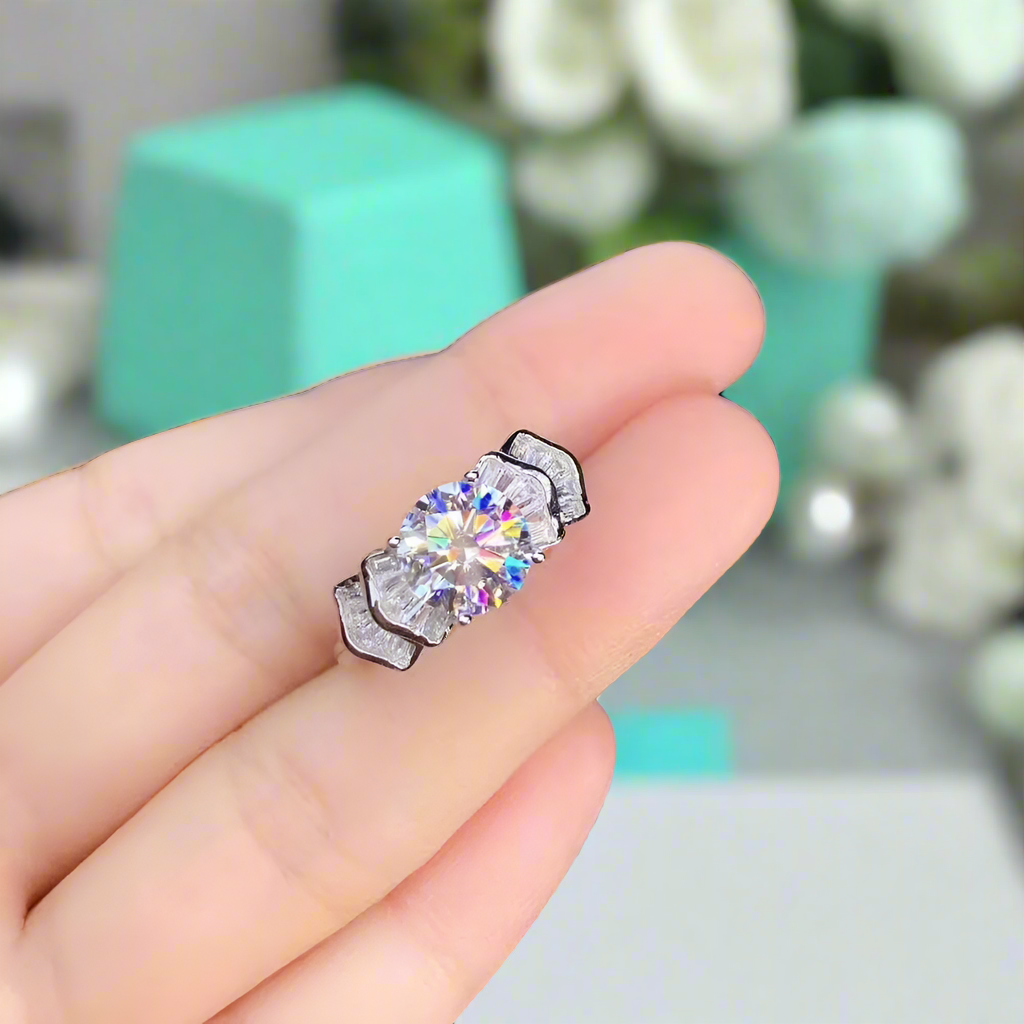 14k White Gold 2.0 Ct Crackling Engagement Ring-Evani Naomi Jewelry
