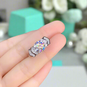 14k White Gold 2.0 Ct Crackling Engagement Ring-Evani Naomi Jewelry