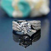 14k White Gold 3ct Round Diamond Wedding Ring-Evani Naomi Jewelry