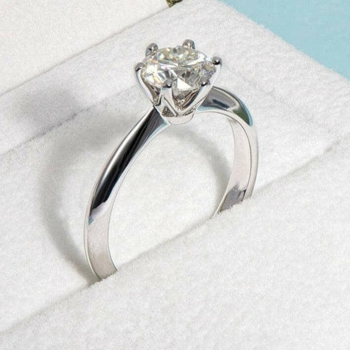 14k White Gold Round Cut 3.0 Ct Engagement Ring-Evani Naomi Jewelry